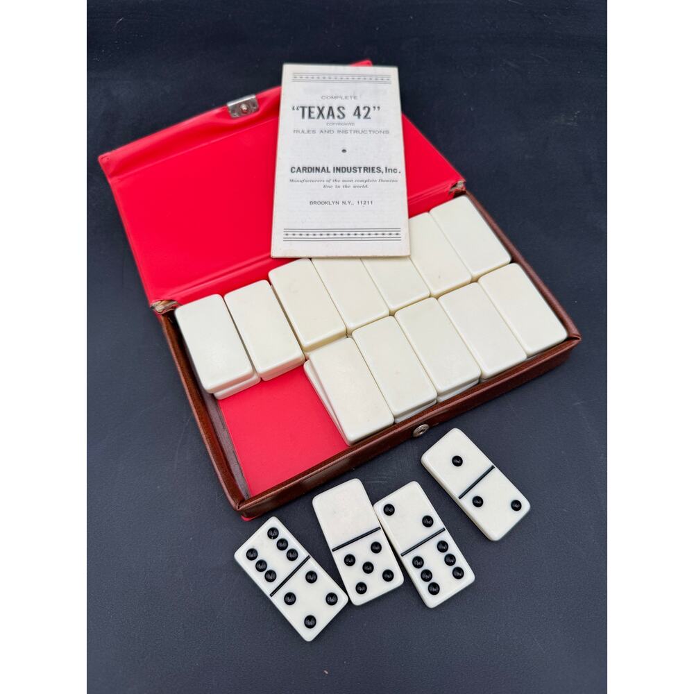 Vintage Domino by Cardinal 28 pc Double 6 in Snapped Case